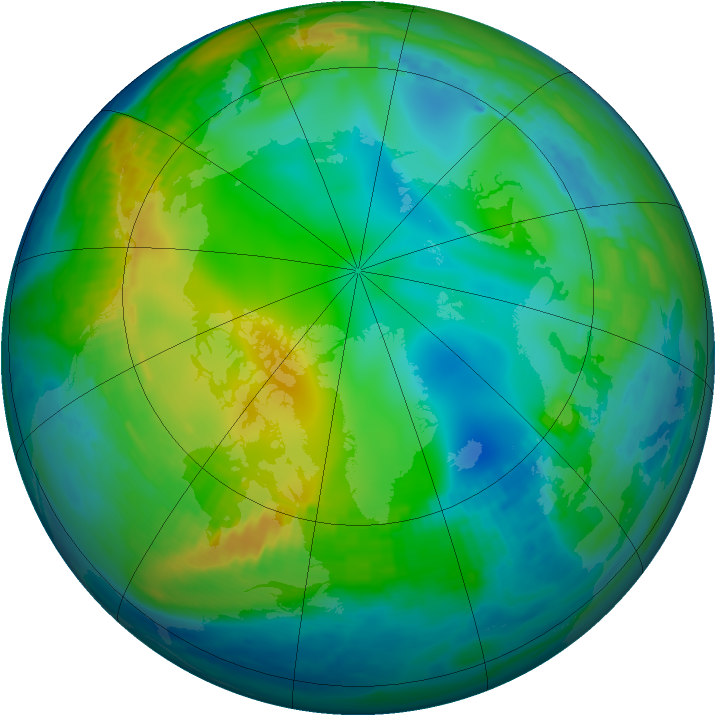 Arctic ozone map for 01 December 1988